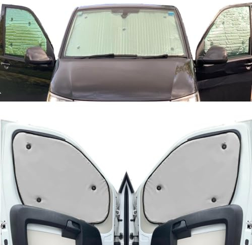 Window Blind Kit Compatible With Ford Transit Custom (First Generation) (Years 2012-2023) (Front Set) With Backing Colour in Light Grey, Reversible