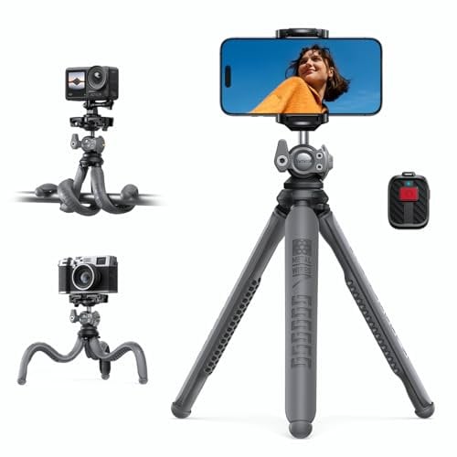 Lamicall Handy Stativ, Mini Stativ Halter - 2025 Handy Halterung Kamerastativ für Smartphone & Kamera, Flexible Handystativ mit Kabellose Fernbedienung, 360° Pocket Tripod für iPhone 16/15, für GoPro