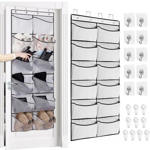 LPAMABA 2 Paquetes Organizador Para Puerta, Organizador De Zapatos Colgante Con 12 Bolsillos y 8 Ganchos, Estantería Colgante Para Puerta, Organizador Para Colgar Para Dormitorio, Baño