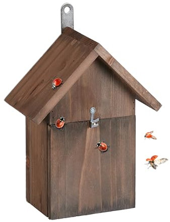 Relaxdays Marienkäferhaus, Marienkäferhotel Garten, zum Aufhängen, Holz, F, braun