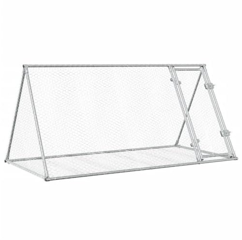 vidaXL Hasenstall, Freilaufgehege für Kleintiere, Outdoor Kaninchenkäfig Kaninchenstall Hasenkäfig, Kaninchen Freigehege, Silbern 200x105x91cm Verzinkter Stahl