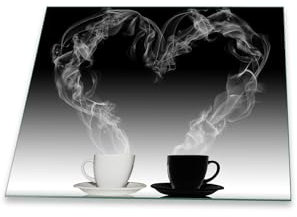 decorwelt Paraschizzi da cucina, in vetro, protezione da parete, per fornelli, caffè, nero, bianco, 60 x 52 cm, protezione dagli schizzi di piastrelle da cucina