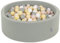 KiddyMoon Rund Bällebad Bällepool 90X30cm/300 Bälle ∅ 7Cm Ballgruben Für Babys Spielbad Kleinkinder, Salbeifarben:Pastellbeige/Grüngrau/Pastellgelb/Weiß