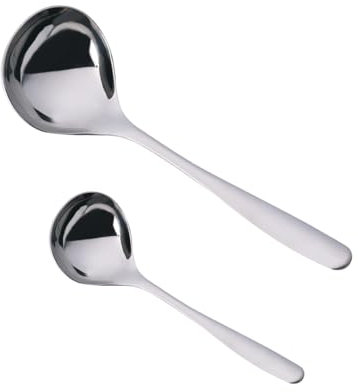 Lot de 2 Louche Cuisine,Louche A Soupe,Louches à Soupe en Acier Inoxydable 304,Petite Louche,Cuillère à Sauce,Louche à Sauce,Cuillère en Acier Inoxydable,Cuillère Longue,Argentée,Couverts