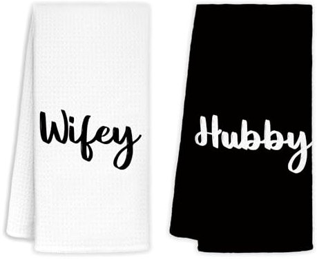 Jvpke Handtücher für Ehemann und Ehefrau, 2er-Set, Brautpaare, Flitterwochen-Geschenke, Hochzeitsgeschenke, Verlobungsgeschenke für Paare 2024, Braut und Bräutigam, 40,6 x 61 cm, klein