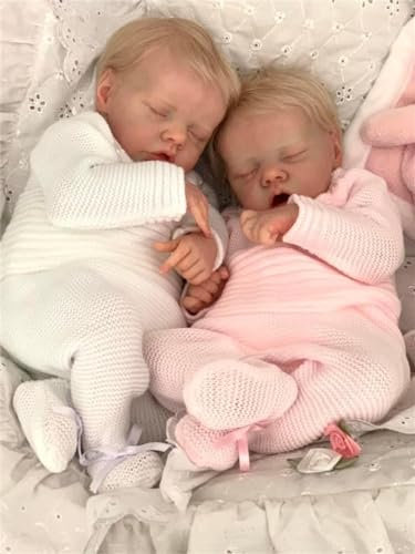 Anano Reborn-Zwillings-Babypuppen, Lebensechte Echte Babypuppe, 50 cm Realistische Zwillings-Babypuppen, Babypuppe Als Geschenk Für Kinder Ab 3 Jahren