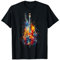 Aufrechtes Bassinstrument auf bunt lackiertem Kontrabass T-Shirt