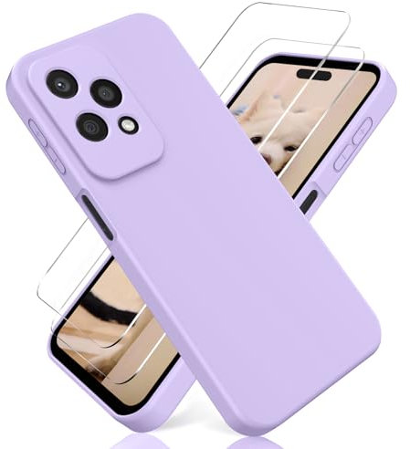 YiKaDa - Coque pour Honor 200 Lite, avec [2 Pièces] Protection d'écran en Verre Trempé, Housse Silicone TPU Liquide - Violet