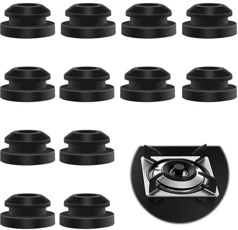 12 Pièces Supports de Casserole Pieds en Caoutchouc, 5mm Résistant Chaleur Passage en Caoutchouc, Noir Bouton en Caoutchouc Étanche, Caoutchouc Antirouille Pieds pour Cuisinières Gaz Camping Car