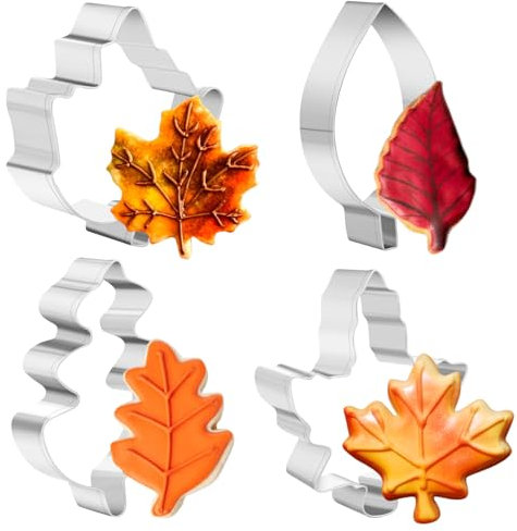 PTaizjjz Lot de 4 emporte-pièces d'automne – Feuille d'érable, feuille de chêne, emporte-pièces pour l'automne, Thanksgiving, décorations de fête de Noël