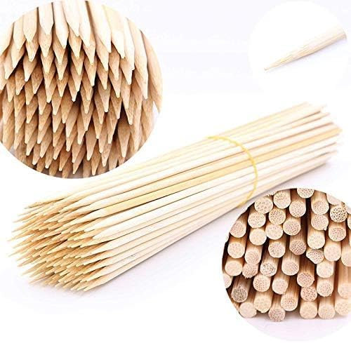 STL Natural Wooden Skewers Pack of 60 Durable Bamboo Sticks with 10 inches Length / 3mm Diameter Ideal for BBQ, Kebab, Cake Topper, Grilling, Chocolate Fountain and Fruits