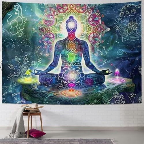 56 Wandtuch Chakra Sieben Chakra Yoga Meditation Zen Wandteppich Weiches Wandbehang Waschbar Wand Dekoration Für Zimmer Wohnheim Wohnzimmer 130x152cm