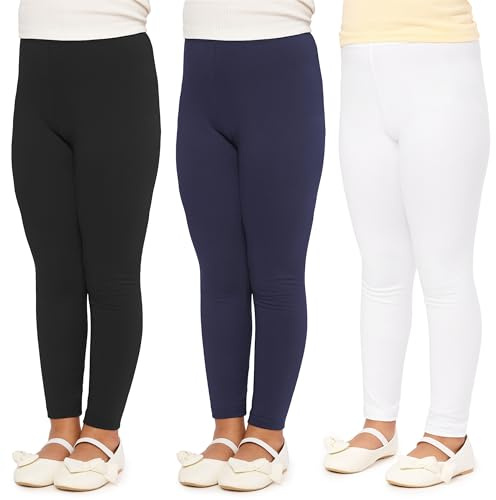 Merry Style Mädchen Lange Leggings aus Baumwolle MS10-225 (Schwarz/Weiß/Navy, 134 cm)