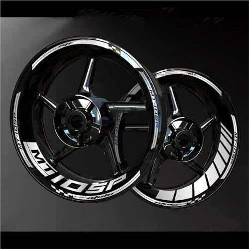 BYLKFC Set di Adesivi per Cerchioni Adesivi per Cerchi Moto, Decalcomanie per Cerchi per Yamaha MT10 SP MT 10 MT-10 SP Adesivo A Strisce Riflettenti Adesivo per mozzo Ruota(Colore 16)