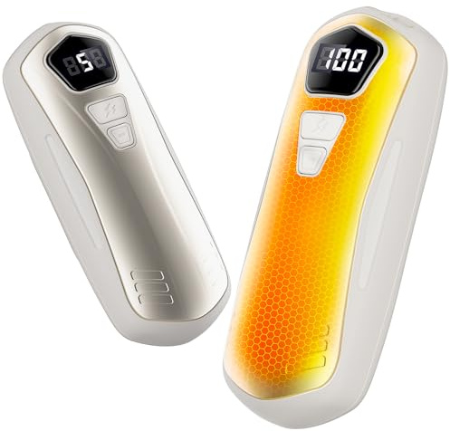 Handwärmer Elektrisch 2er Set,Taschenwärmer Wiederverwendbar mit 6000mAh,5 Heizmodi,Tragbarer USB Handwärmer Aufladbar,Hand Warmers Outdoor Camping Heizung Geschenk für Frauen Männer