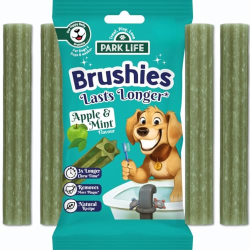 PARK LiFE Brushies Apple & Mint Flavour, Dog Treat, Puppy Training Snack, 80g | 80g, Grain-Free Dental Sticks, No Added Sugar, Natural Recipe, Low Fat, One Stick a Day