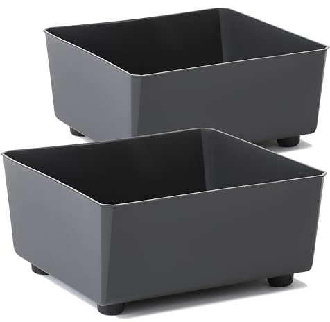 Tymar Blumentopf rechteckig innen, Blumenkasten mit füßen, Pflanzkübel, Kräuterkasten, 2 Stück_SAGA ((2pack) Anthrazit, 28,5x28,5cm)