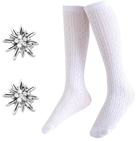Chaussettes Traditionnelles pour Homme Femme avec broche Edelweiss