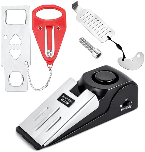 3 PCS Portable Door Lock, Hotel Travel Safety Wedge Stopper with Alarm