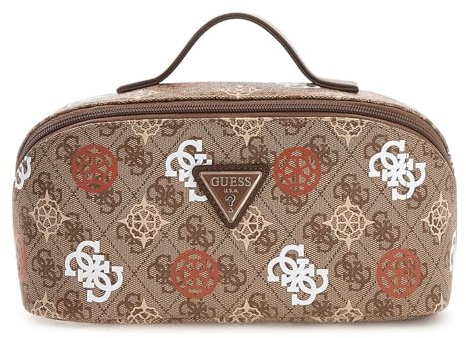 GUESS Trousse de Maquillage Eliette Logo Cosmetic Travel Bag Latte Logo/Ginger Marron Clair