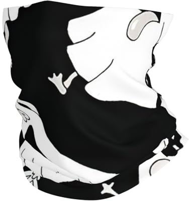 Funny White Ghost Print All-Season Neck Gaiter Winter Neck Warmer For Skiing Bike Jogging Running Outdoor Sports