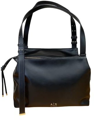 Armani Exchange AX 2603 Große Damen-Einkaufstasche mit 2 Griffen zum Tragen über der Schulter, Schwarz