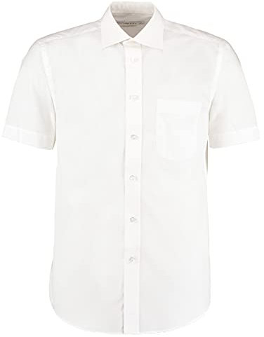 Kustom Kit Men's Short Sleeve Classic Fit Business Shirt, White, 18.5