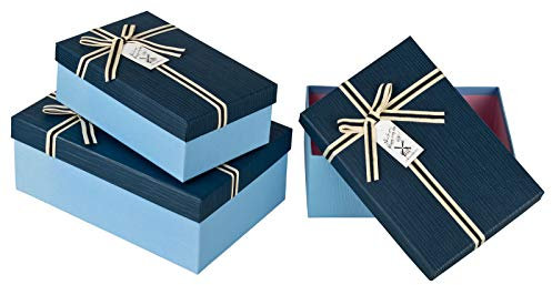 Kleenes Traumhandel 3er Set Rechteckige Geschenkboxen - Blau (23x16x9cm, 21x14x8cm, 19x12x7cm)