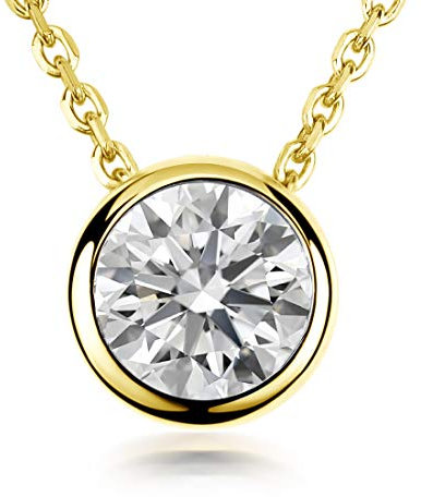 Materia 375 Goldkette Damen mit Zirkonia Anhänger 2,4g - Echtgold 9 Karat Halskette für Frauen 42cm in Geschenk-Box GKA-4