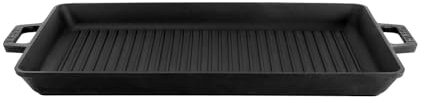 Lava Cookware Padella in ghisa con manici in metallo, 26 x 45 cm, colore: Nero