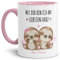 Tasse Faultier mit süßem Spruch - personalisierbar mit Wunschnamen - Geschenkidee für Partner oder Partnerin - Innen & Henkel Rosa, 300 ml