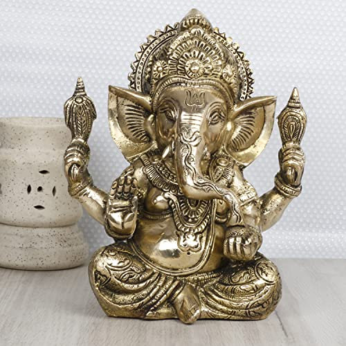 Artvarko Ganesha Bhagwan Idol Taj Ganesh Statue Ganpati Murti für Tempel Puja Heimeingang Dekor Glücksgeschenk Höhe 22,9 cm