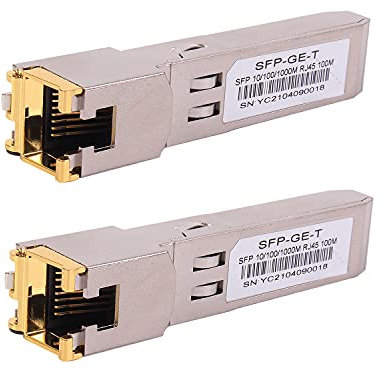 2PCS 1000BASE-T Gigabit SFP auf RJ45 Kupfer Ethernet Modular Transceiver für Cisco,Meraki,Ubiquiti,D/TP Link,Supermicro,Netgear,Broadcom, 1.25G SFP-T CAT5E/CAT6 bis zu 100m Mikrotik S-RJ01