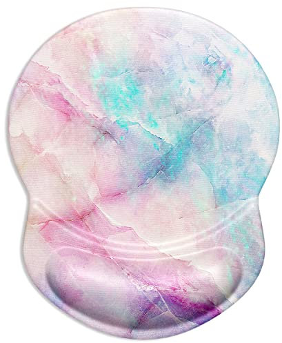 ITNRSIIET Ergonomisches Mauspad mit Gel-Handgelenkstütze, kleine Handgelenkauflage, glatte Oberfläche, rutschfeste PU-Basis, bequeme Bürobedarf, Schmerzlinderung, 22,1 x 18,3 cm, farbiger Marmor