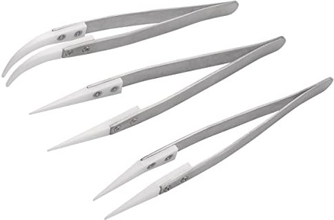Bestgle 3 stück keramik pinzetten edelstahl professionell pinzette werkzeug esd pinzette set für computer elektronische reparaturen schmuck präzisionsarbeit laborarbeit