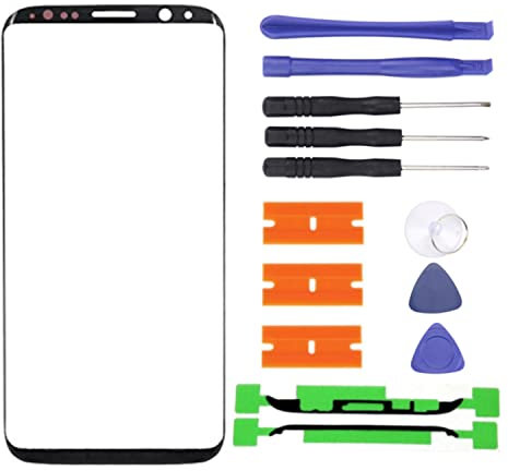 S&LEnterprise Front Glass Screen Replacement Repair Kit for Samsung Galaxy S9 Plus SM-G965F 6.2 2018 Front Lens Black with Tool Kit