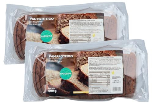 Pack 2x Pan Proteico 500 g Naturitas Essentials | 30% de proteína | Sabor delicioso | Bajo en carbohidratos (3%) | Ideal para dietas hipocalóricas y dietas Keto | Vegano