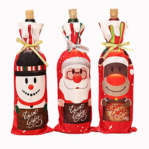 Sbyhbhyds Weihnachtsschmuck Küchentisch Top Dress Up Requisiten Plaid Set Rotweinflasche Set Weinflasche Tasche Zapfanlage Bierflasche (B, One Size)