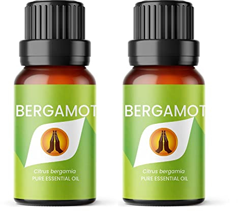 Aroma Energy Bergamot Essential Oil, 20ml (2x10ml Bottles) | Diffuser oil for home, aromatherapy, burner, candle making, soap, wax melts | Natural, Vegan, UK Made