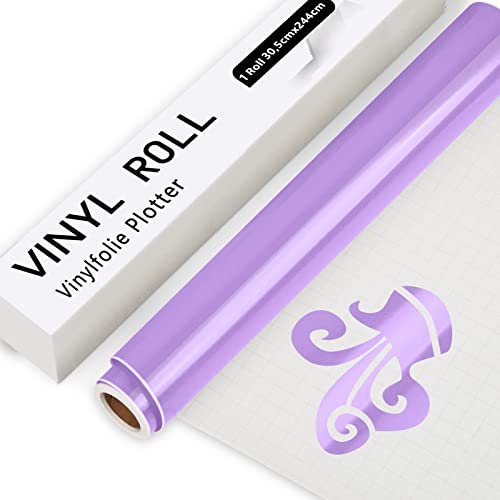 IModeur Vinylfolie Plotter Lila, 30.5cm x 244 cm Glänzend Lila Plotterfolie selbstklebend Vinyl, Lila Plotterfolie Vinyl für Cricut, Silhouette Cameo, die meisten Schneidemaschine