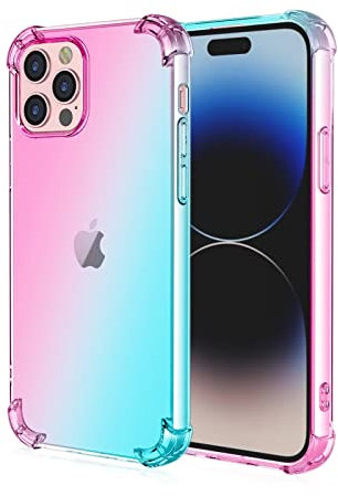 HONLEN Custodia per iPhone 14 Pro Case, (6.1 Inches) Trasparente Sfumato TPU Silicone Progettata, 4 Angoli rinforzati Case