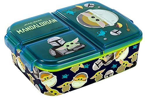 Zawadi Global Star Wars Mandalorian Kids - Contenedor rectangular con múltiples compartimentos para la escuela, viajes, almuerzo, sándwich, Bento, sin BPA