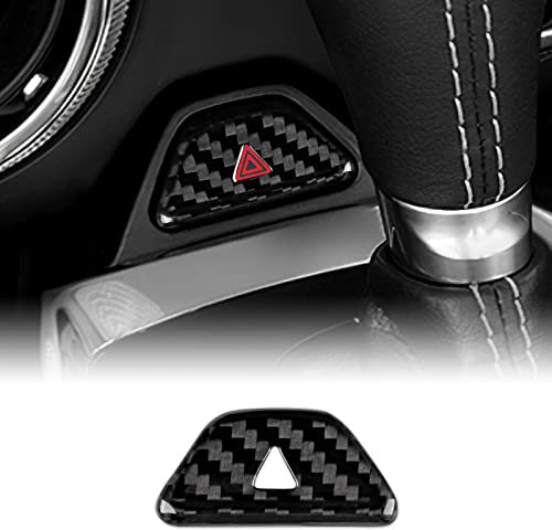 KUNGKIC Harte Kohlefaser Auto Warnlichttaste Abdeckung Aufkleber Dekorative Innenbereich Compatible with Chevrolet Camaro 2016-2023 Zubehör (haben porös-Schwarz)
