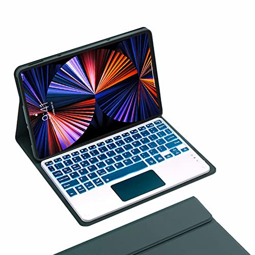 GUPENAA Keyboard Case for Lenovo Tab P11 Pro Gen 2 / Pro 11.2 2022 (TB-132FU/ TB-138FC), 7 Color Backlit, Slim Lightweight Stand Cover with Magnetically Detachable Bluetooth Keyboard,Dark Green