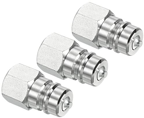 PATIKIL Hidráulico Rápida Conexión Acoplador, 3 Paquete Carbono Acero G1/2 Hembra 0.85 OD Tubo Montaje Enchufe Adaptador para Construcción Agricultura, Plata