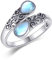 Mondstein Ring für Damen Sterling Silber Regenbogen Einstellbar Bandringe Viktorianisch Schmuck Geschenke für Mädchen