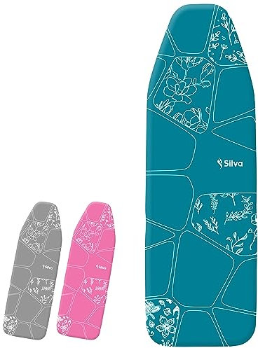 Silva Bügelbrettbezug 120x40 für Dampfbügelstation und Bügeleisen Dampf 100% aus Baumwolle und 5 mm Filzstärke Bügeltischbezug für Schnelles Bügeln Iron Board Cover (M, Türkis)