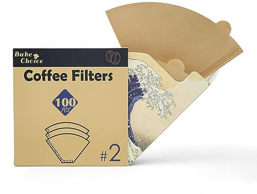 Filtri Caffè Taglia 2, 100 pezzi, #2 V Filtri Caffe Americano, A Forma di Cono,Naturali & Non Sbiancati, Biodegradabili e Compostabili, Non è Facile da Strappare, Non Fuoriesce