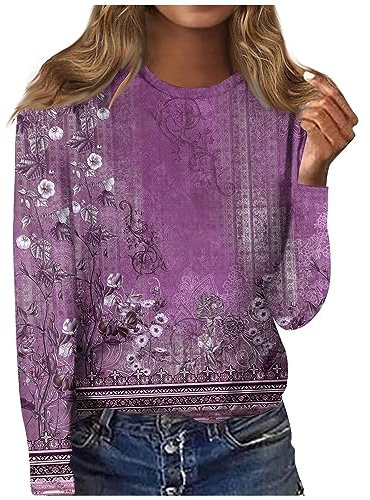 Flamingo Hemd Hemd Weihnachten Plissee Zweiteiler Pullover Damen Schwarz Glitzer Top Pullover Damen Langarmshirts Damen Gym T Shirt(2-Purple, XXL)