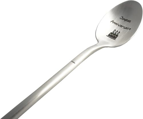 ZINELLO DESIGN - Cucchiaio con messaggio d'amore, idea regalo originale e personalizzato per una festa, Natale o compleanno, cucchiaino da caffè/dessert con scatola regalo (buon compleanno)